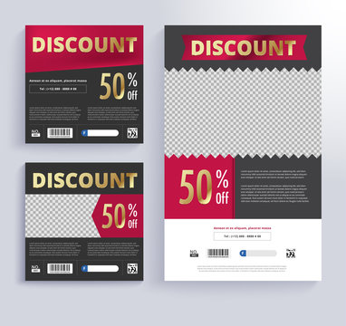 DISCOUNT VOUCHER Template. Blank space for images.