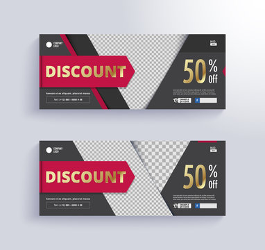 DISCOUNT VOUCHER Template. Blank space for images.