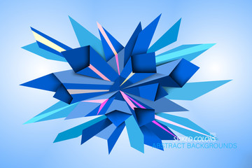 Spiked colors shape scene vector abstract wallpaper on a blue background