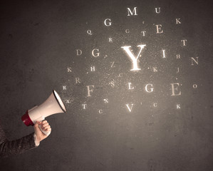 Megaphone with letters