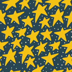 Seamless star pattern, blue background