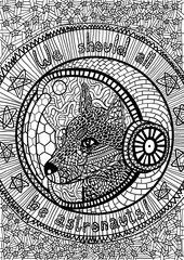 Husky dog astronaut coloring book page