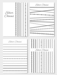 Set of Silver Chains Layouts Vector Illustration
