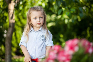 Stylish little boy with long hair