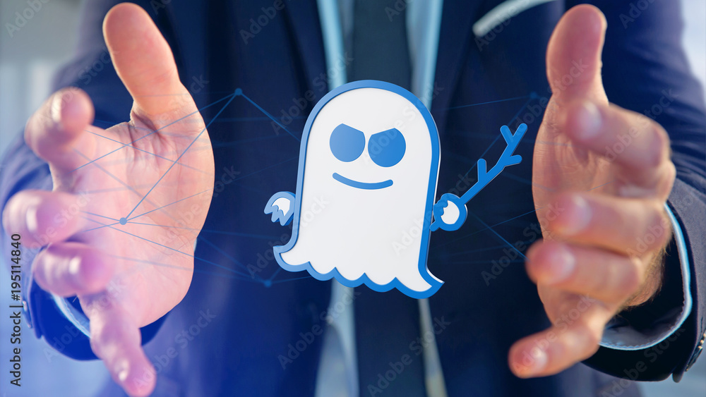 Poster businessman holding a spectre processor attack with network connection - 3d render