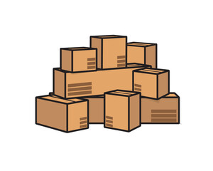 card box stack cartoon illustration , cartoon design style , designed for illustration