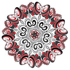 Floral Black and Red Round Ornament