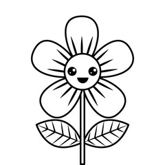 beautiful flower happy kawaii cartoon