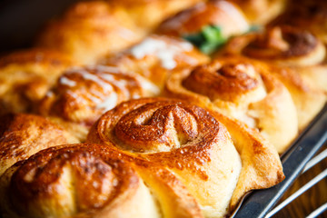 sweet buns with jam and cream