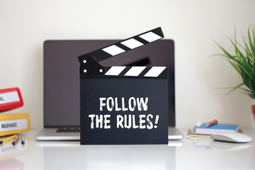Cinema Clapper with Follow The Rules! word