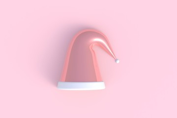 Santa hat abstract minimal pink background, 3d rendering