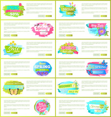 Best Spring Big Sale Advertisement Labels Flowers