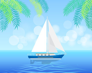 Fototapeta premium Sailboat Isolated on Clean Water in Summertime