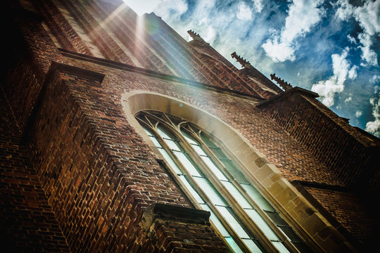 Old Catolic Cathedral Church in little town Biecz, Poland