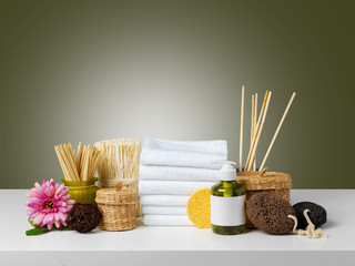 Obraz na płótnie Canvas Composition of spa wellness products