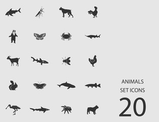 Animals set of flat icons. Vector illustration