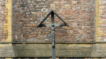 Cross outside St John The Evangelist Church in Taunton England, Shallow Depth of Field