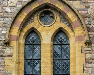 Fototapeta na wymiar Tracery Window of St John The Evangelist Church in Taunton England, Shallow Depth of Field