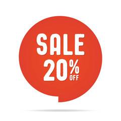 Vol.5 Sale sign set red 20 percent heading design for banner or poster. Sale and Discounts Concept. Vector illustration.