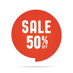 Vol.5 Sale sign set red 50 percent heading design for banner or poster. Sale and Discounts Concept. Vector illustration.