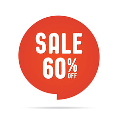 Vol.5 Sale sign set red 60 percent heading design for banner or poster. Sale and Discounts Concept. Vector illustration.