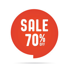 Vol.5 Sale sign set red 70 percent heading design for banner or poster. Sale and Discounts Concept. Vector illustration.