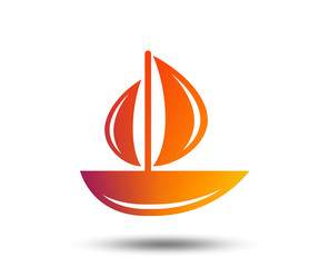 Sail boat icon. Ship sign. Shipment delivery symbol. Blurred gradient design element. Vivid graphic flat icon. Vector