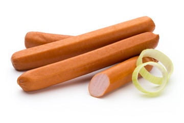 Fresh sausage isolated over white background.