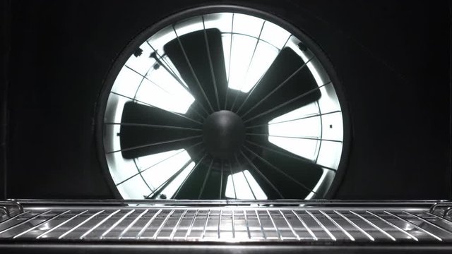 The fan rotates inside the furnace.
