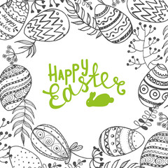 Easter background with eggs and twigs