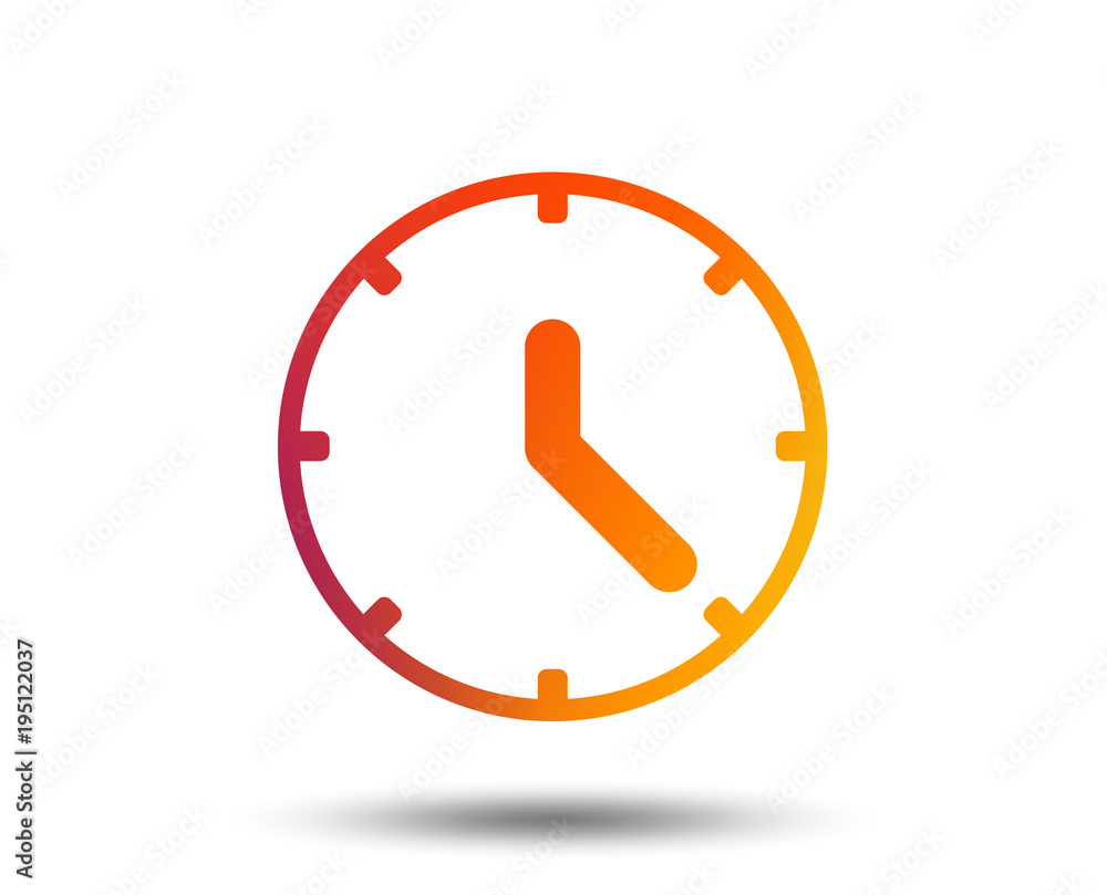 Poster clock sign icon. mechanical clock symbol. blurred gradient design element. vivid graphic flat icon. 