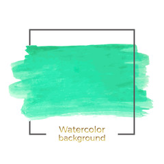 Abstract green watercolor on the white background, splash with square frame, Abstract of fluid ink, acrylic dry brush strokes, stains, spots. Background for your modern design, cover, template, flyer