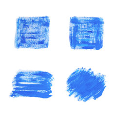 Set of blue hand paint, rectangle stripes, ink brush strokes, brushes, lines isolated on white background