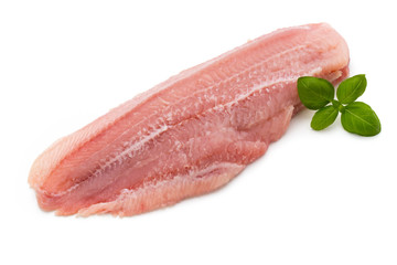 Fillet of Fish Pangasius. Isolated on white background.
