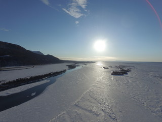 Sunset Ice Knik River Alaska