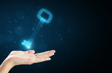 Hand holding digital key