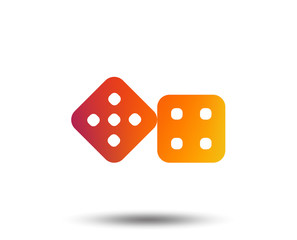 Dices sign icon. Casino game symbol. Blurred gradient design element. Vivid graphic flat icon. Vector
