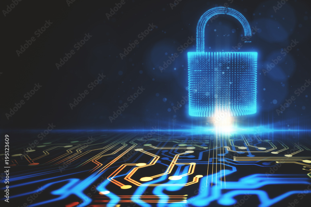 Aufkleber abstract circuit padlock background