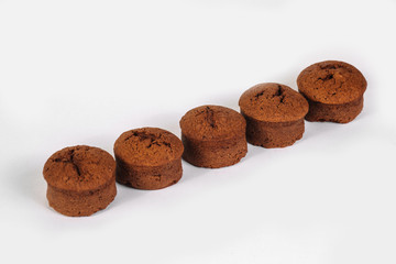 Group of chocolate biscuits on white background