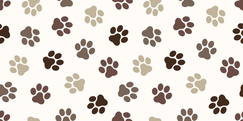 Dog Paw Seamless Pattern vector Cat paw foot print isolated wallpaper background backdrop brown - obrazy, fototapety, plakaty