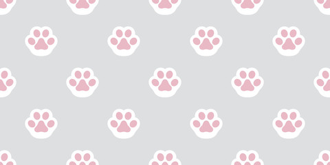  Dog Paw Seamless Pattern vector Cat paw foot print isolated wallpaper background backdrop pink