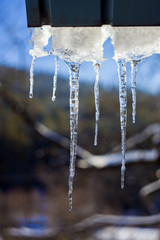 icicle on the roof. winter photo