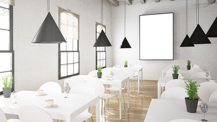 white poster on a cafe