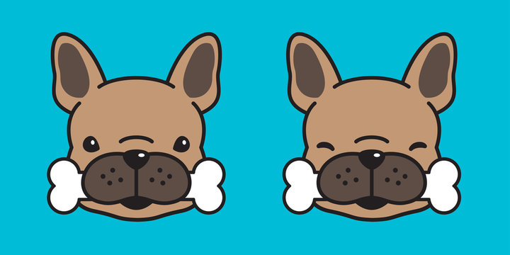 dog vector french bulldog icon logo bone smile character cartoon illustration brown