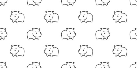 Hippo Seamless Pattern hippopotamus vector isolated wallpaper background