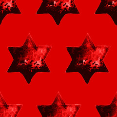 Seamless Watercolor Stars Pattern. Magic Festive Background. Hand Drawn Doodle Stars. Baby Design. Abstract Rapport for Wallpaper, Textile, Linen, Wrapping, Posters, Cards, Banner. New Year, Birthday 