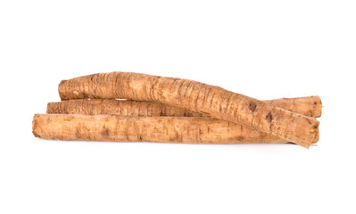 fresh burdock root or Gobo on white background