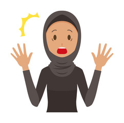 An arab woman wearing ethnic costumes is surprised