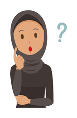 An arab woman wearing ethnic costumes is thinking