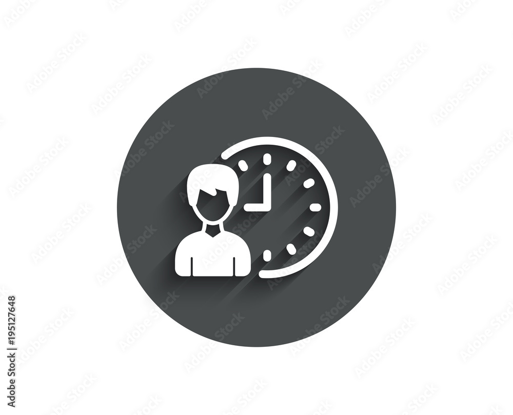 Poster business project deadline simple icon. working hours or time management sign. circle flat button wit